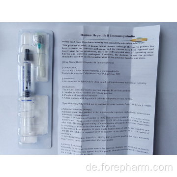 Eine Lösung von Antikörpern Hepatitis B -Immunglobulin